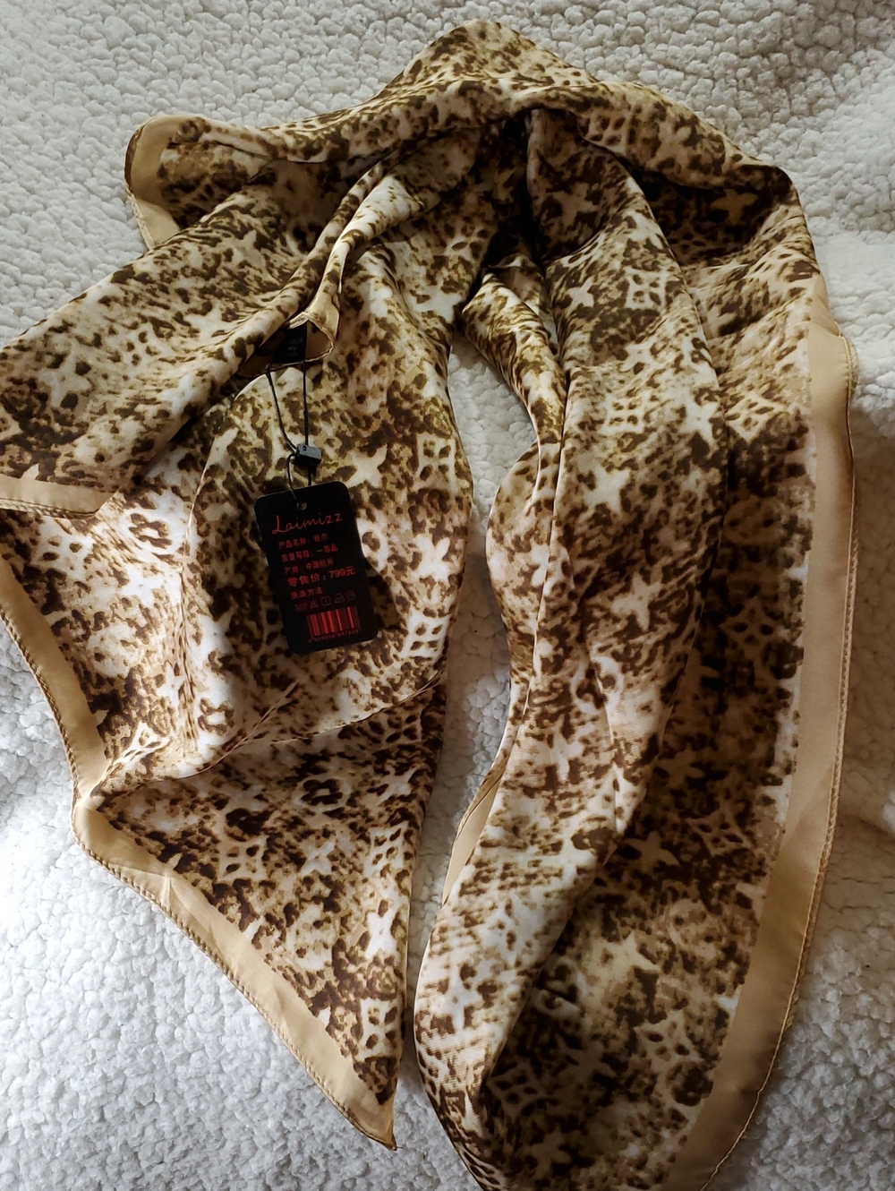 Beige and Brown Printed Women's Scarf